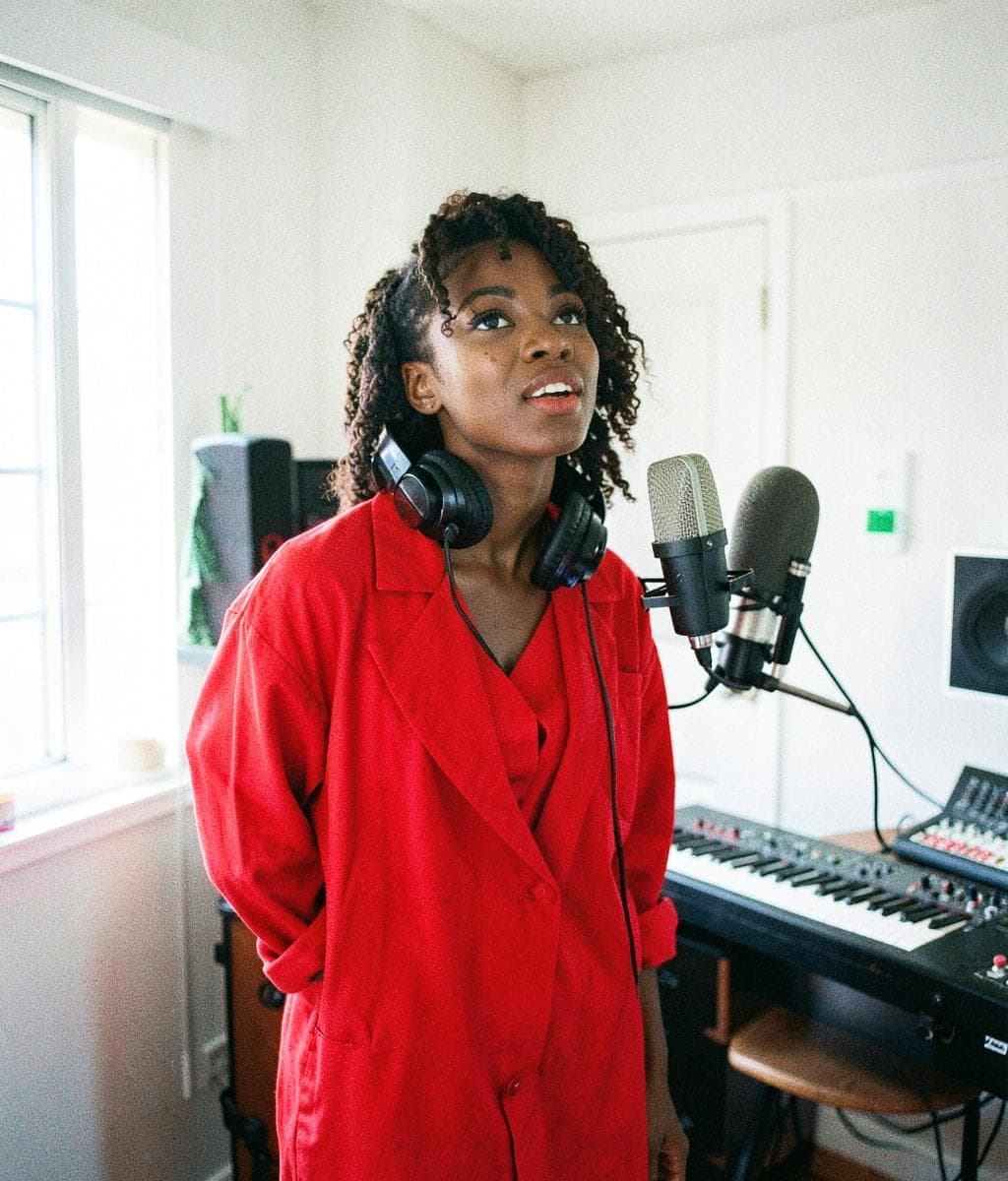 An emerging artist preparing to record in a home studio